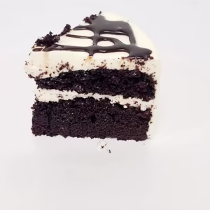 Decadent chocolate cake slice